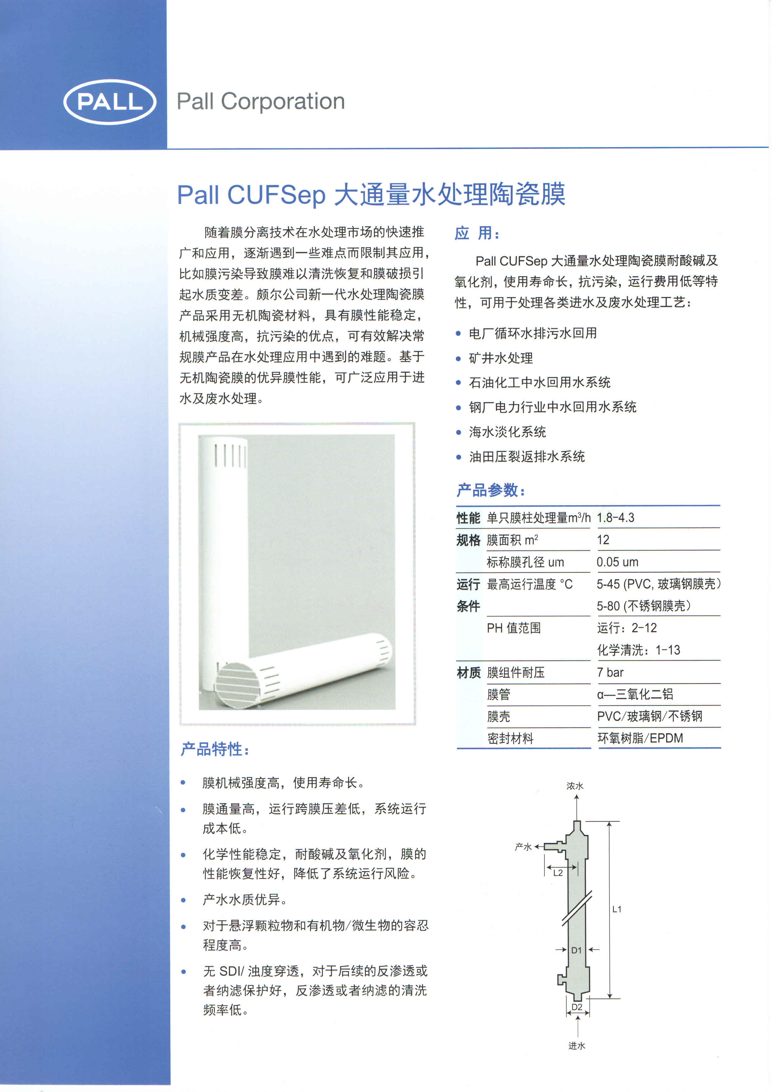 PALL水处理陶瓷膜(图1)